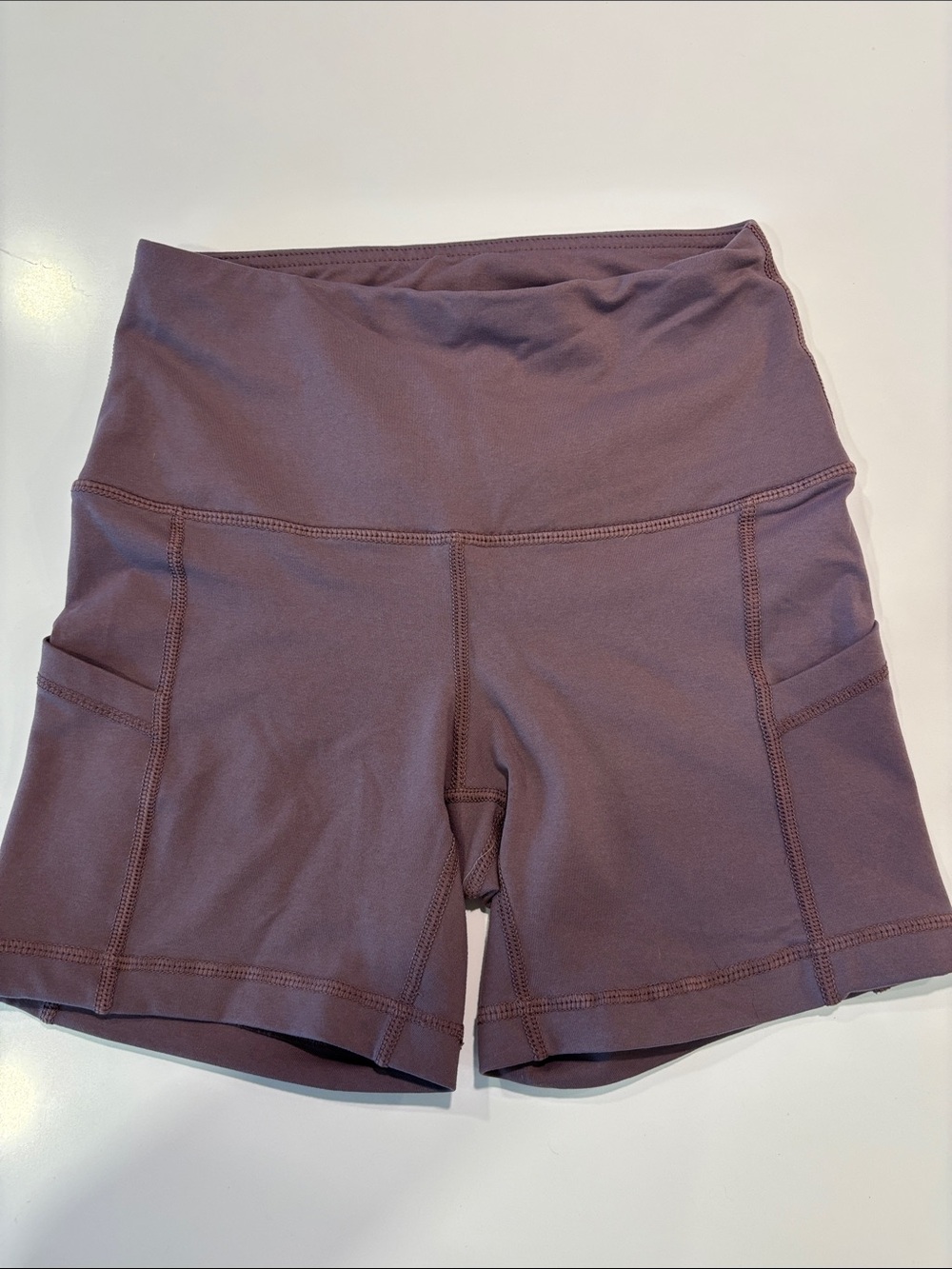 90 Degree By Reflex Mauve High-Rise Athletic Shorts with Side Pockets